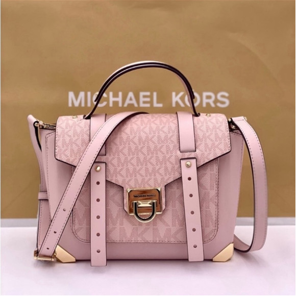 Michael Kors Manhattan Satchel Crossbody Powder Blush Multi - Picture 6 of 16